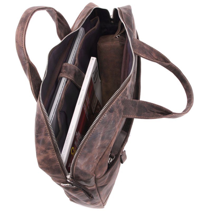 PRIDE&SOUL sacoche pour ordinateur portable RAILEY, cuir, marron, 15 pouces